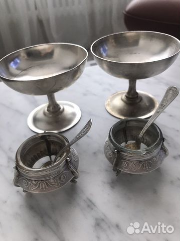 Мельхиор СССР солонки креманки мороженица