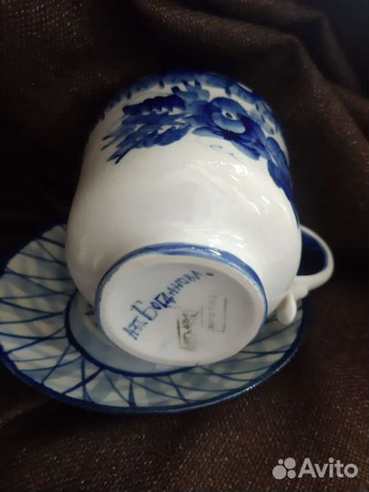 Чашка с блюдцем Гжель