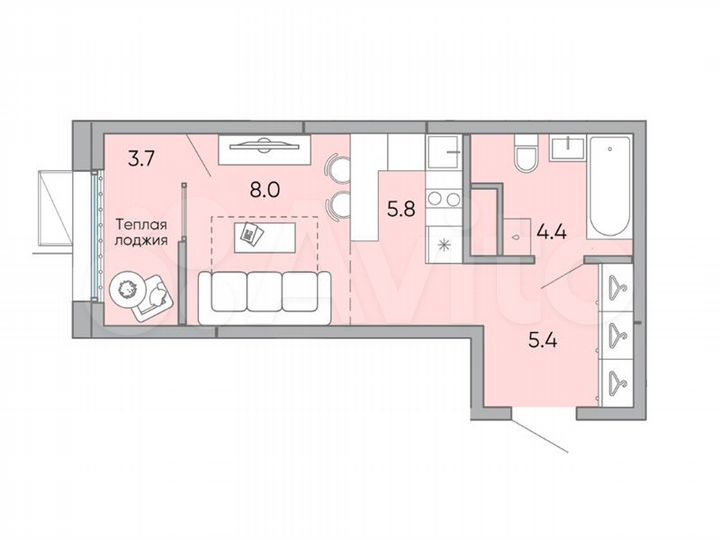 Квартира-студия, 27,3 м², 16/18 эт.