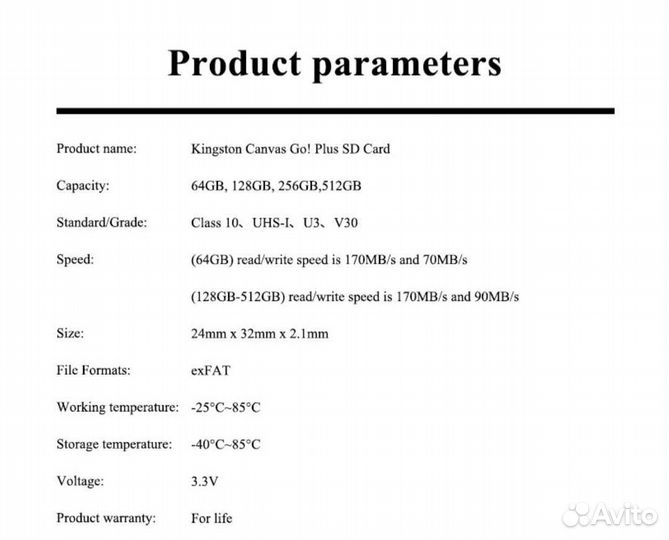 256Gb Kingston Canvas Go Plus sdxc UHS-I