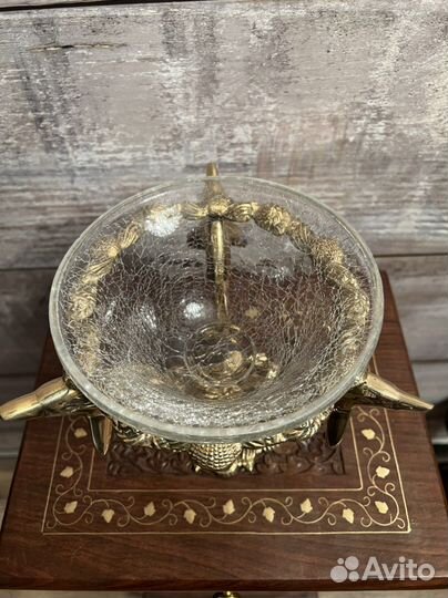 Ваза для конфет. Латунь, стекло