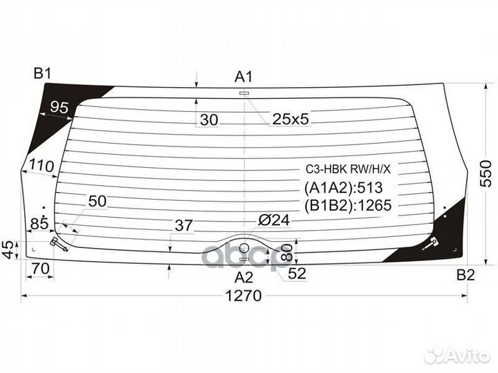 Стекло заднее с обогревом citroen C3 5D HBK 02