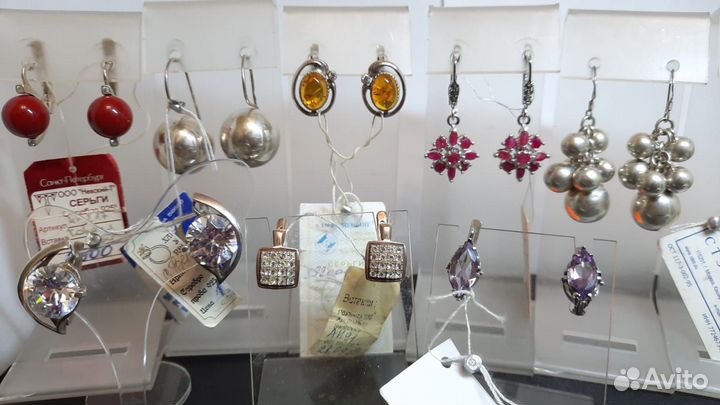 Серьги:рубин,янтарь,аметист,коралл,сапфир