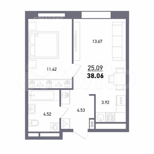 2-к. квартира, 38 м², 6/28 эт.