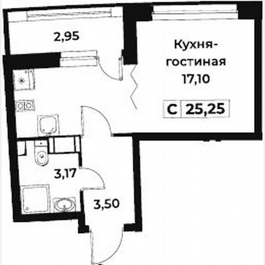 Квартира-студия, 25,3 м², 4/18 эт.