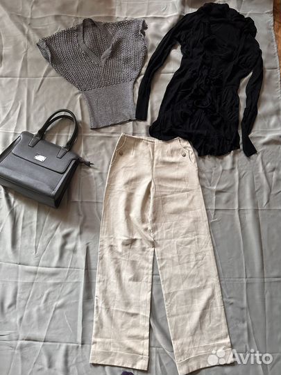 Джинсовый сарафан, кардиган, кофточка, сумка