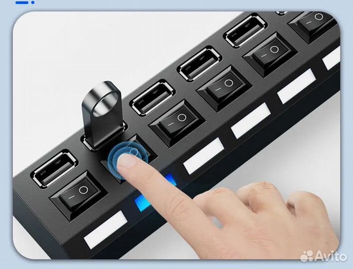 USB-концентратор 7 портов с переключателями