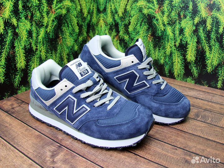 Кроссовки new balance 574 синие / Синий lux 41-46