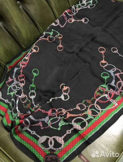 Палантины шелковый gucci 176х65 италия