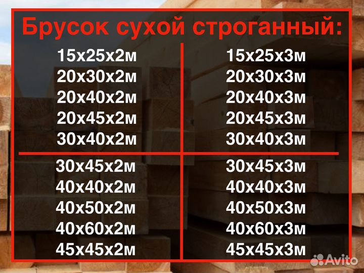 Брусок 20х40х2м. Любое количество