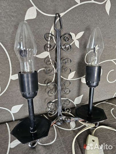 Ночник кованый две свечи мерцающее пламя СССР