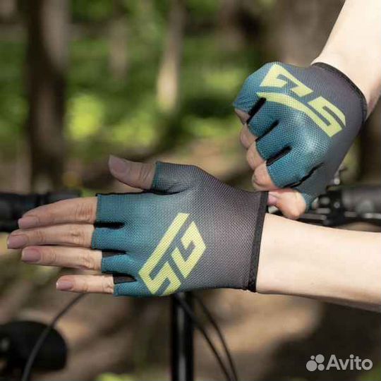 Велоперчатки STG Sens Skin, размер S, черный с синим