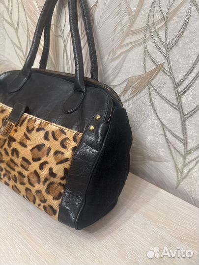 Сумка женская натуральная кожа мех замша