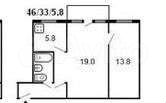 2-к. квартира, 46,1 м², 2/5 эт.