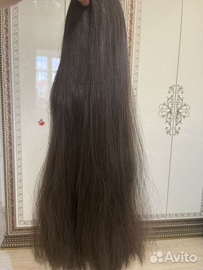 Накладной хвост натуральный темно руссый цвет