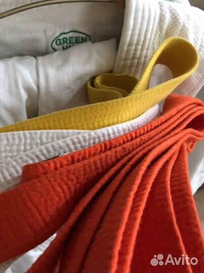 Кимоно для Борьбы, + белый, жёлтый и оранжевый поя