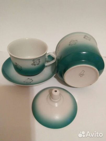 Чашка с блюдцем, сахарница, Дулево