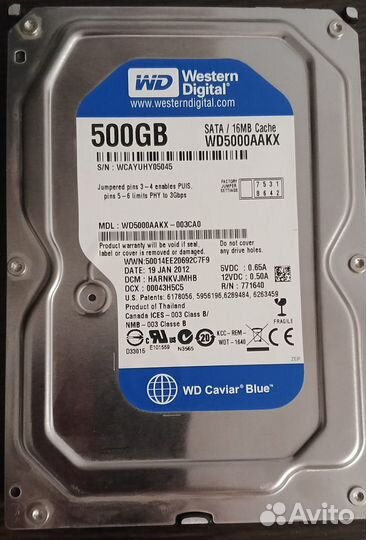 Жесткий диск WD 500GB - WD5000aakx-003CA0