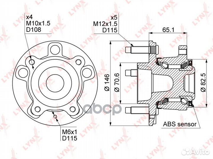 Ступица колеса зад прав/лев WH1116 lynxauto