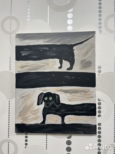 Картина на холсте акриловыми красками. Такса