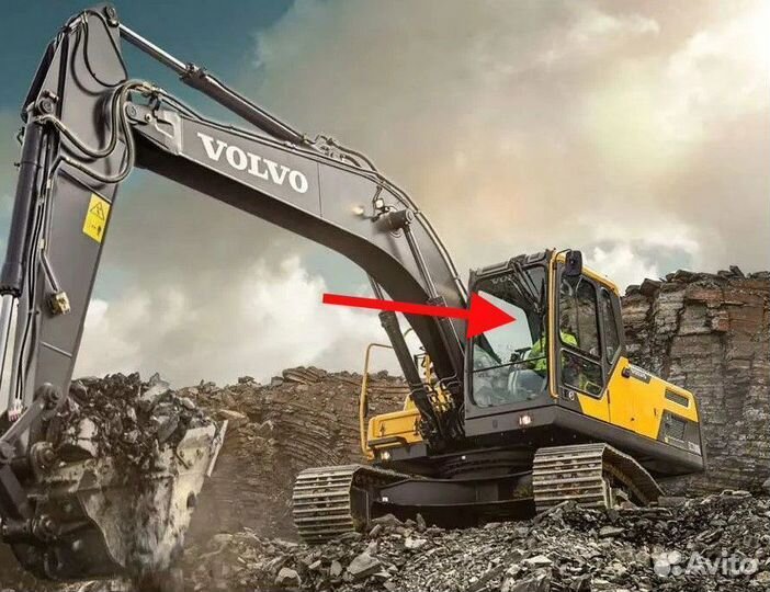 Стекло лобовое верхнее на экскаватор Volvo EC 240