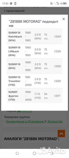 Термостат motorad 281-88K