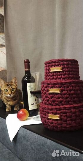 Корзина вязаная, подарок, Hand Made