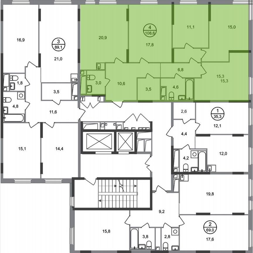 4-к. квартира, 108,6 м², 12/17 эт.