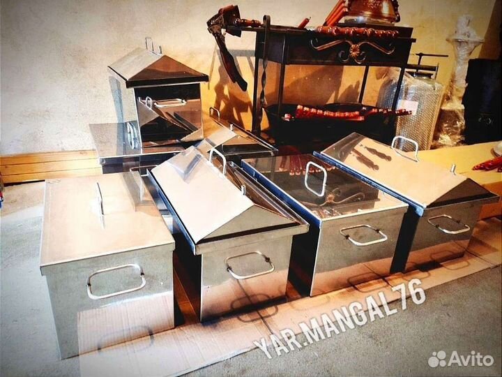 Коптильня из нержавейки плоская и домиком