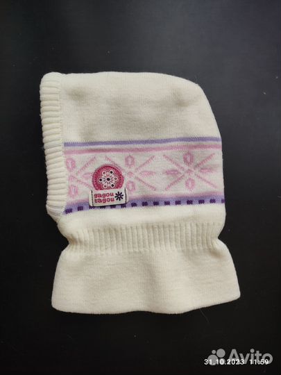 Шапочка зимняя для девочки 3-6 мес