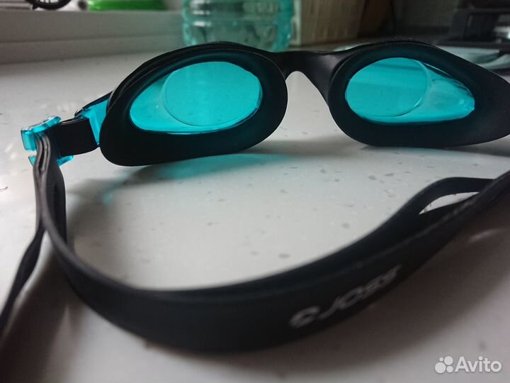 Очки для плавания joss triton цвет черный/голубой