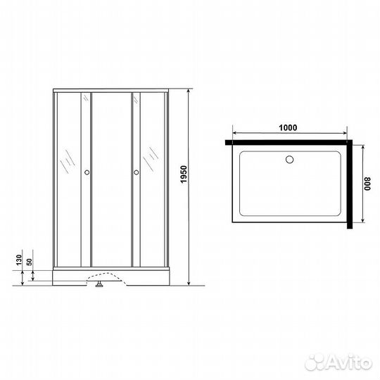 Душ. уголок Niagara 100х80 Black 0181452q