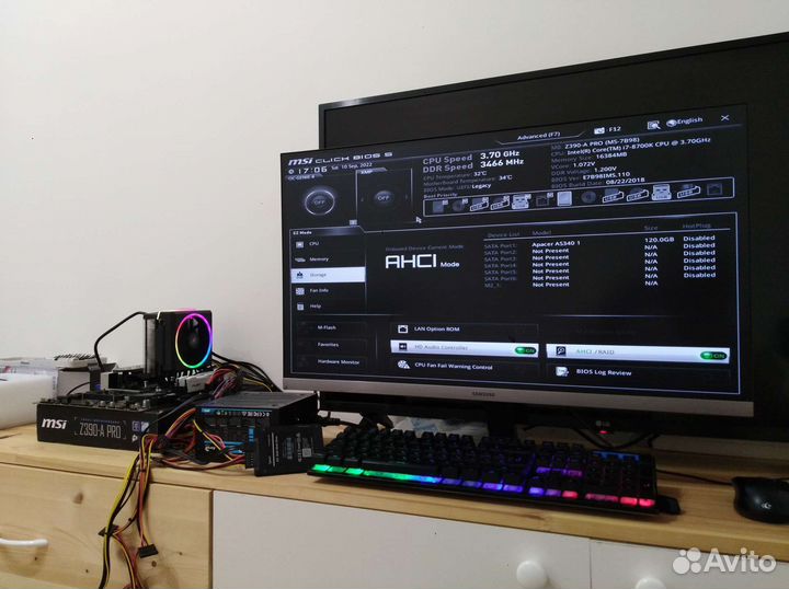 Комплект i7 8700k + Z390A Pro + 16gb 3400MHz + кул