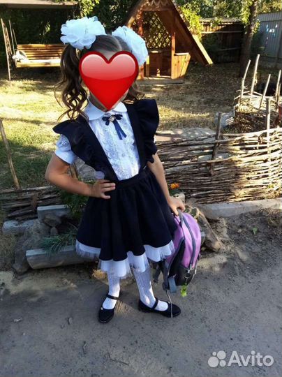 Школьная форма для девочки синяя 128. Сарафан