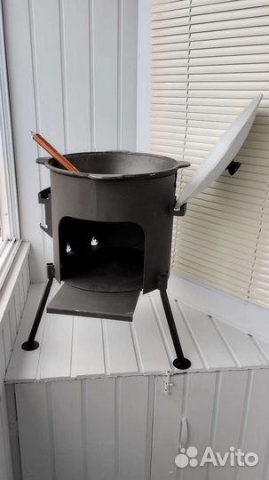 Казан чугунный с печкой 10л