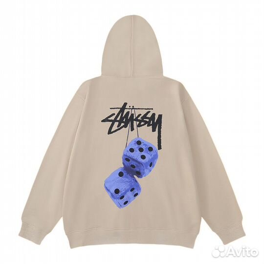 Бежевое худи Stussy Wear с логотипом на груди и пр