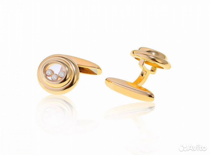 Золотые запонки Chopard Happy Diamonds