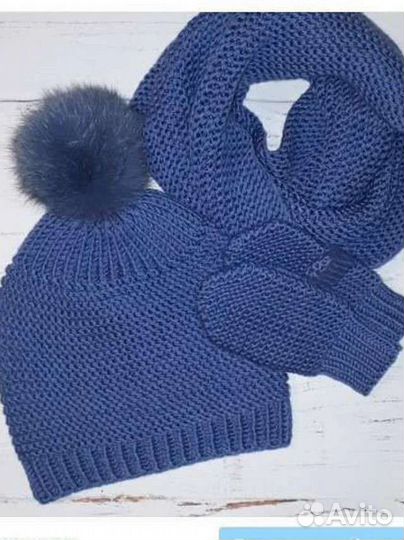 Комплект шапка снуд варежки