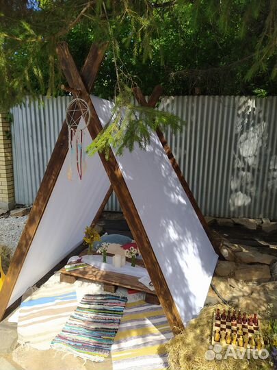 Фотозона Шалаш Вигвам на пикник свадьбу праздник