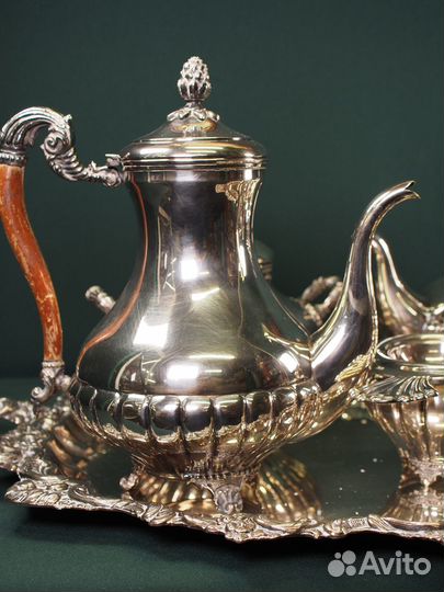 Антикварный кофейно-чайный набор. Серебрение