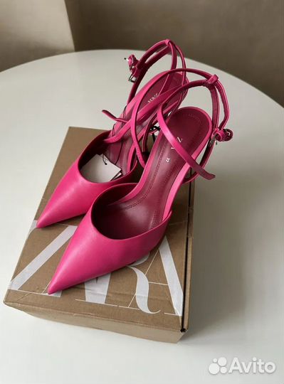 Zara туфли кожа 37 39 barbie pink heels