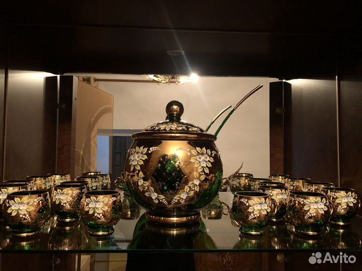 Крюшонница Чехия. Богемское стекло