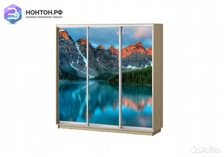Шкаф-купе Лео 3-х дверный горы / дуб сонома светлы