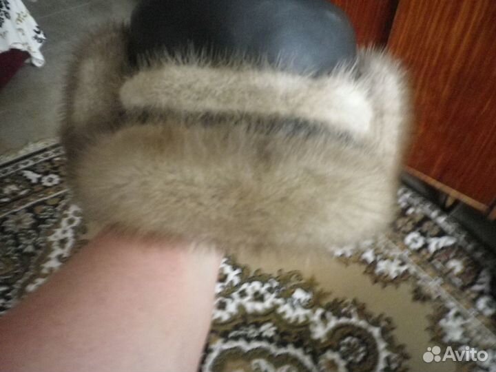 Шапка мужская кожа -норка