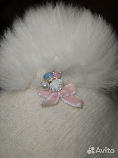 Шапка для девочки фирменная мех кашемир