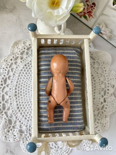Старинный керамический пупсик 9 см, Германия