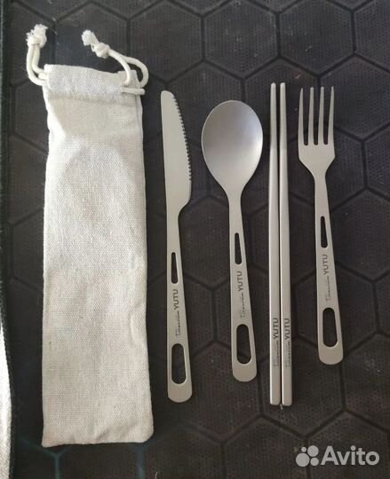 Туристический набор вилка, ножик, ложка из титана