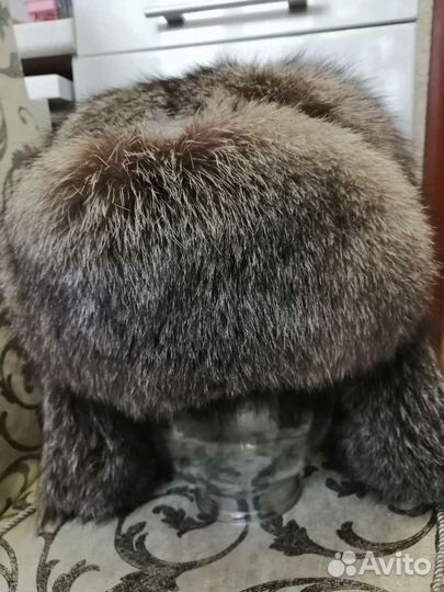 Шапка женская из чернобурки ушанка полная