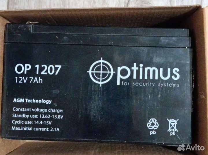 Аккумулятор 12V 7Ah Optimus OP 1207