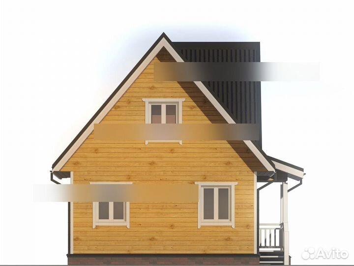 Дом из бруса 6 х 6 с мансардой 58м.кв